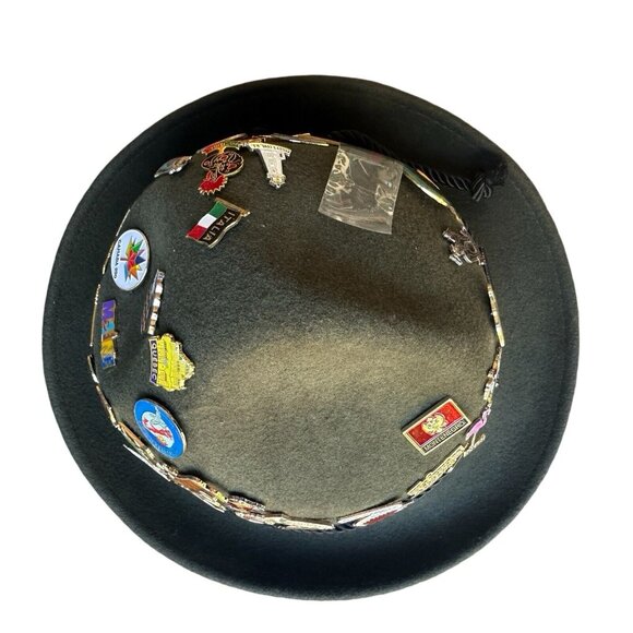 VTG Bavarian Wool Hat Oktoberfest Alpine Tyrolean Green German Travel Pins Small - Picture 5 of 12